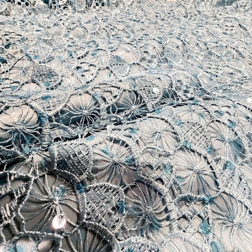 Adrianna Papell Blue Lace Mini Dress - Picture 5 of 14
